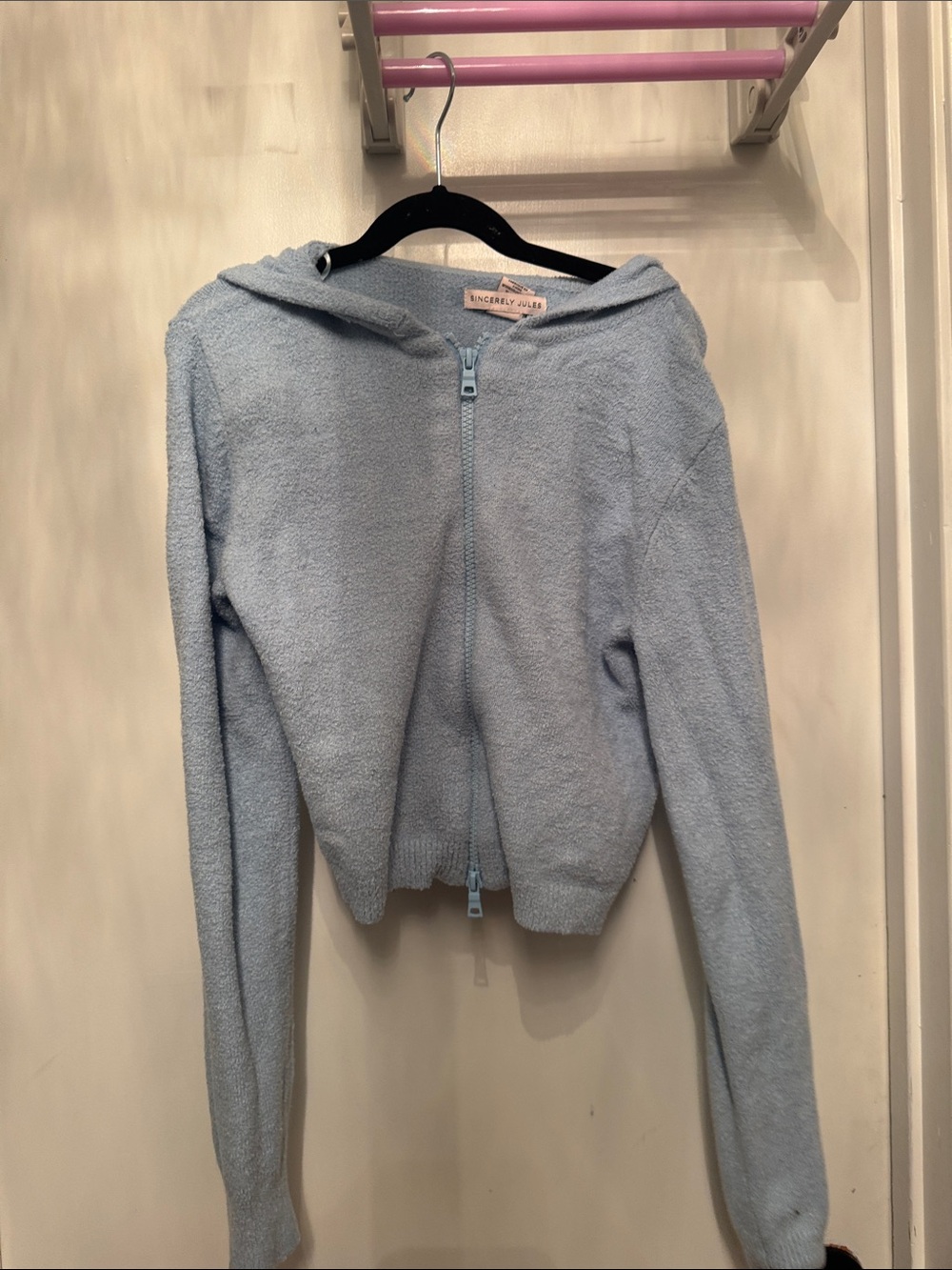 Sincerely Jules Light Blue Hooded Zip Cardigan